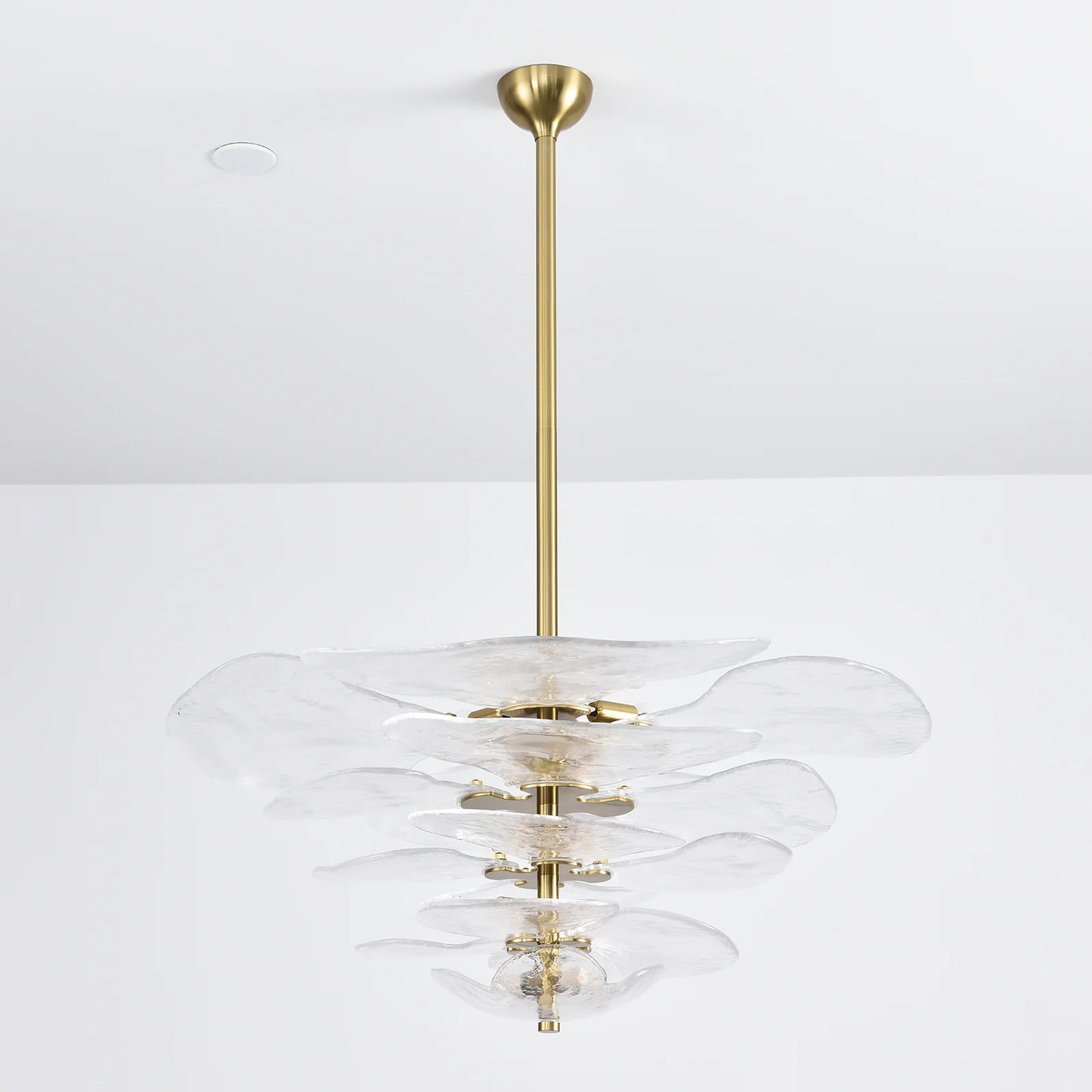 White Sculpted Leaf Glass Chandelier
