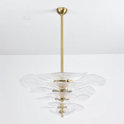 White Sculpted Leaf Glass Chandelier