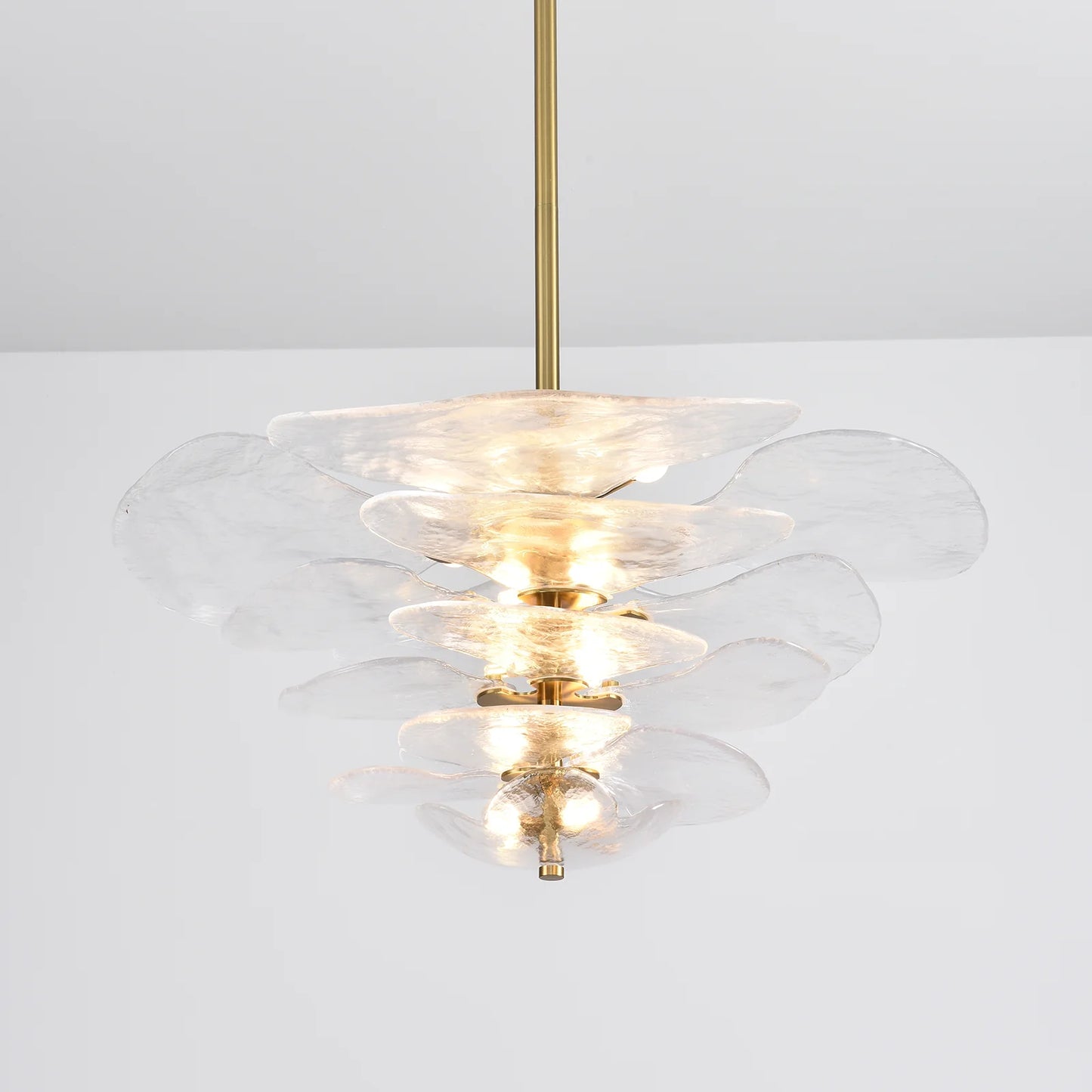 White Sculpted Leaf Glass Chandelier