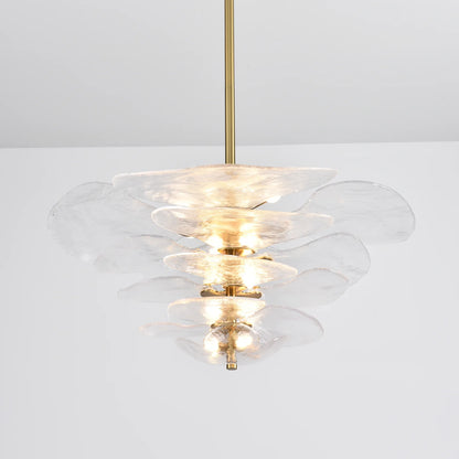White Sculpted Leaf Glass Chandelier