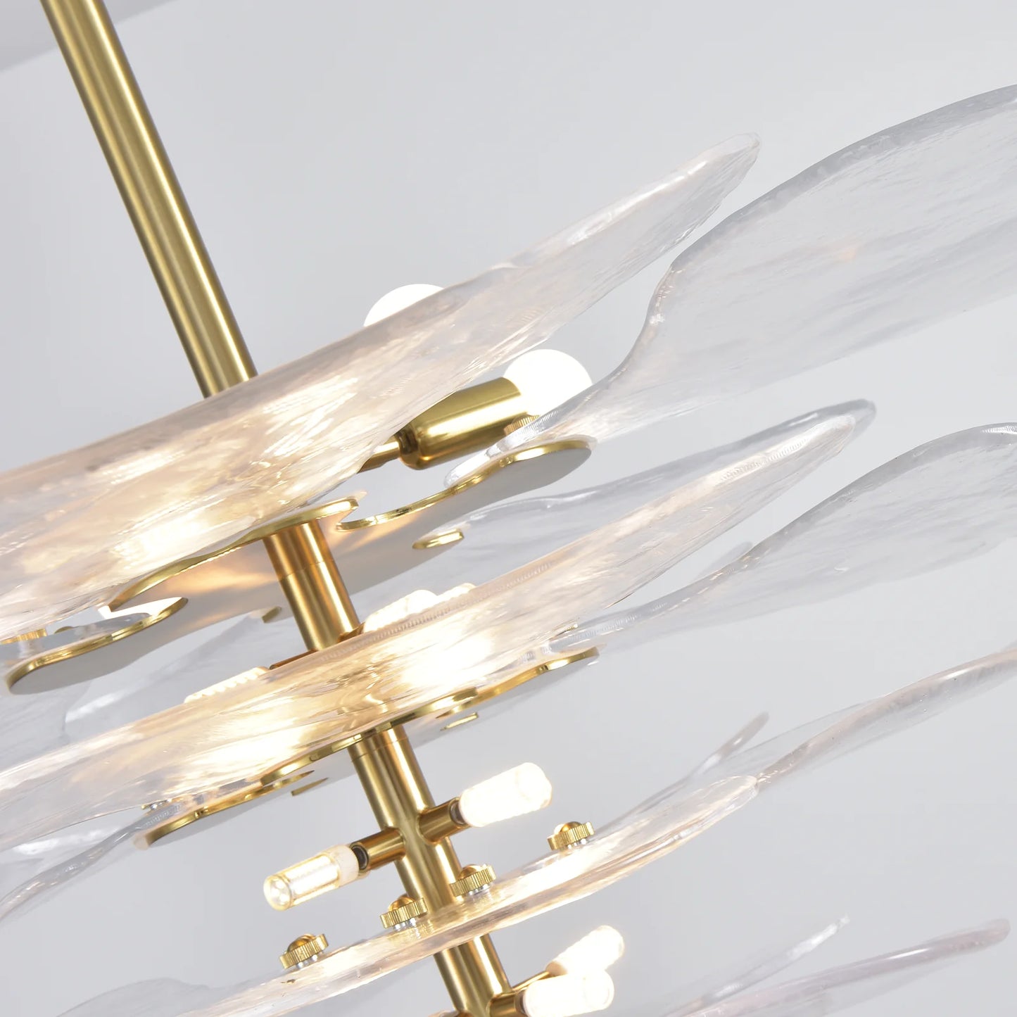 White Sculpted Leaf Glass Chandelier