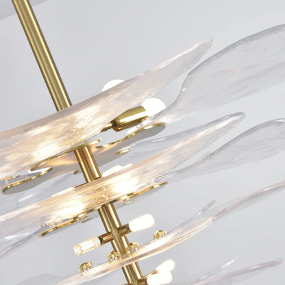 White Sculpted Leaf Glass Chandelier