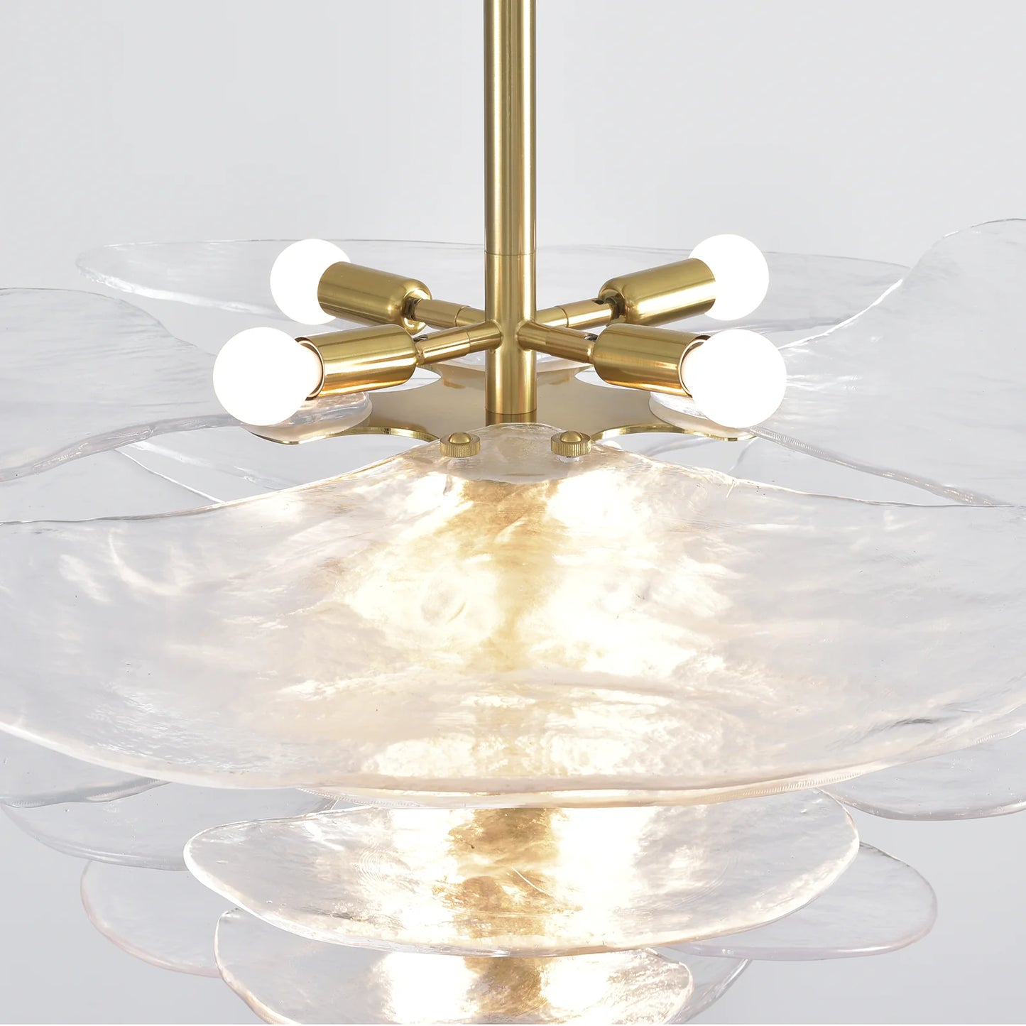 White Sculpted Leaf Glass Chandelier