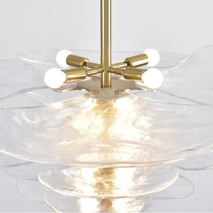 White Sculpted Leaf Glass Chandelier