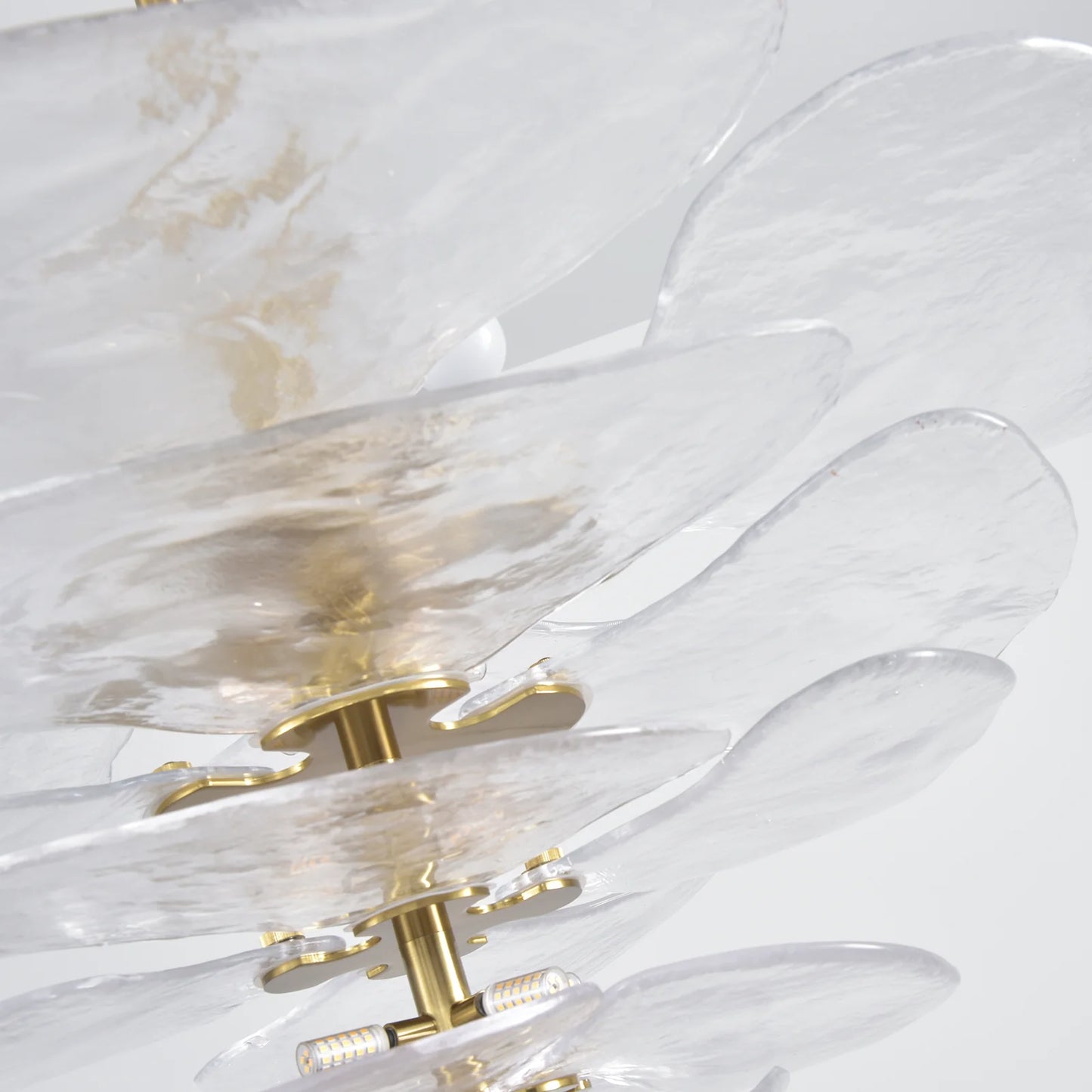 White Sculpted Leaf Glass Chandelier