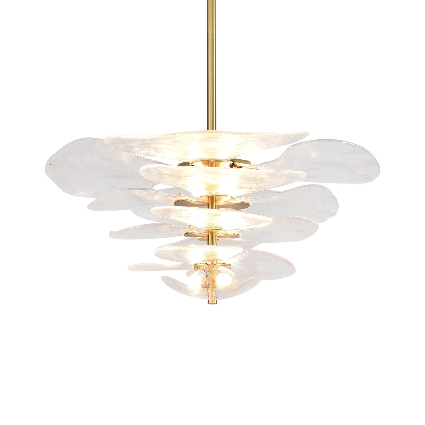White Sculpted Leaf Glass Chandelier