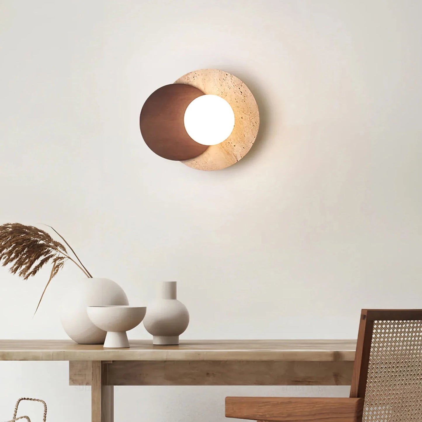 Travertine Sculpted Wall Lamp
