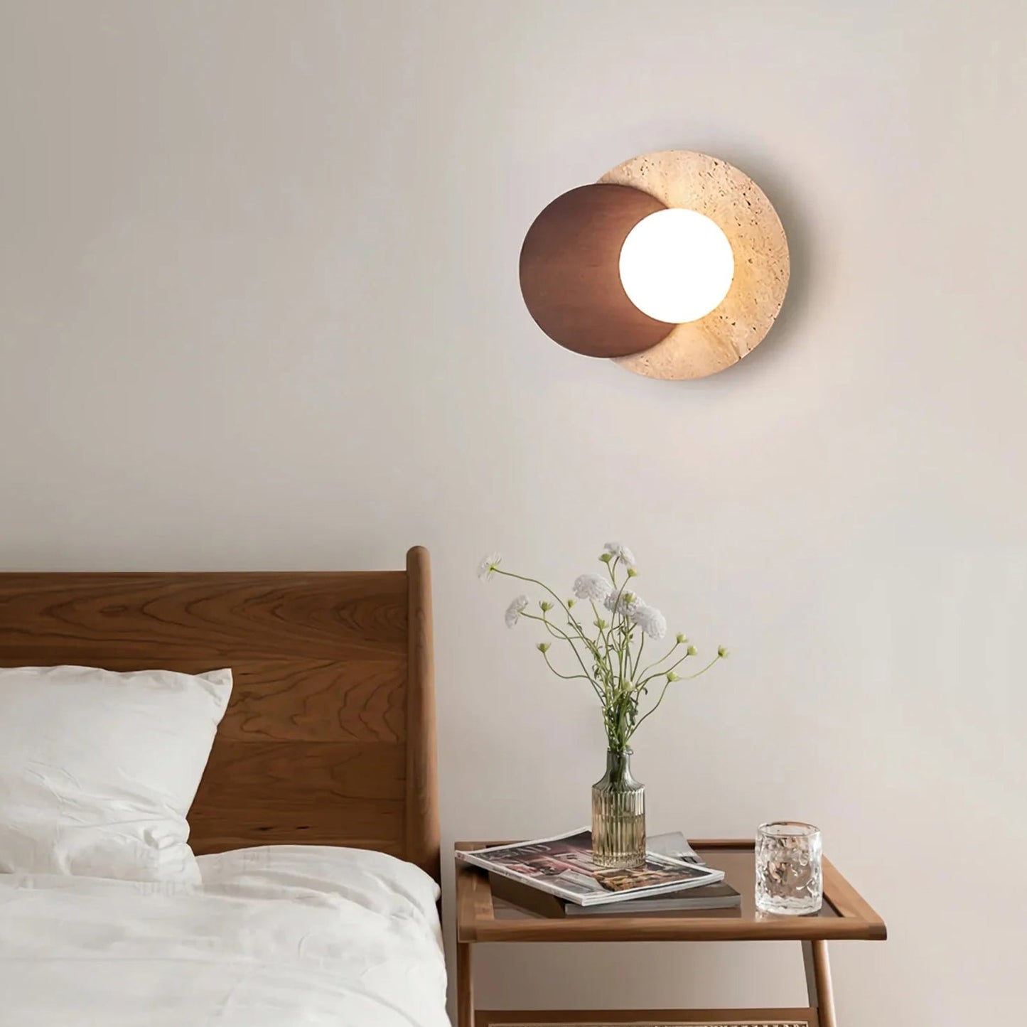Travertine Sculpted Wall Lamp