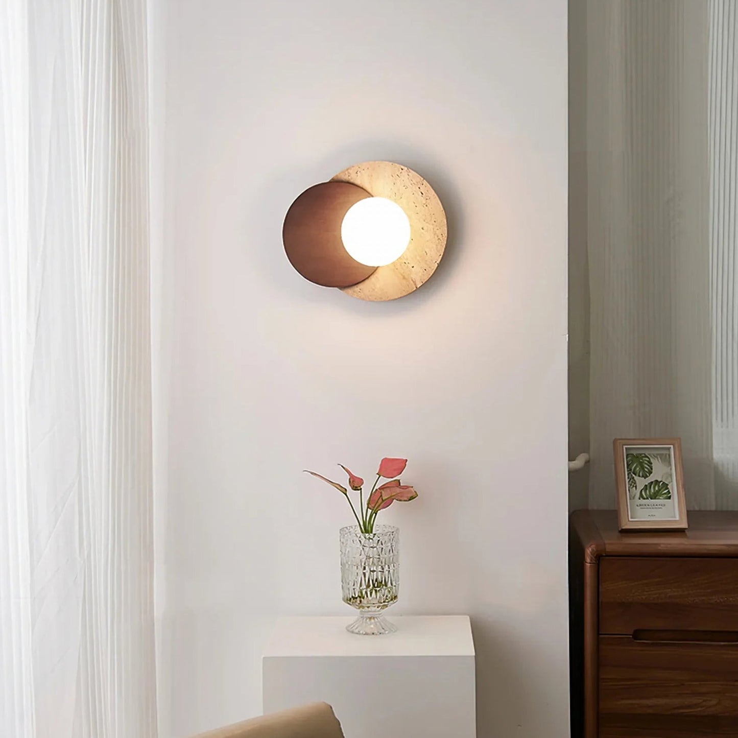 Travertine Sculpted Wall Lamp