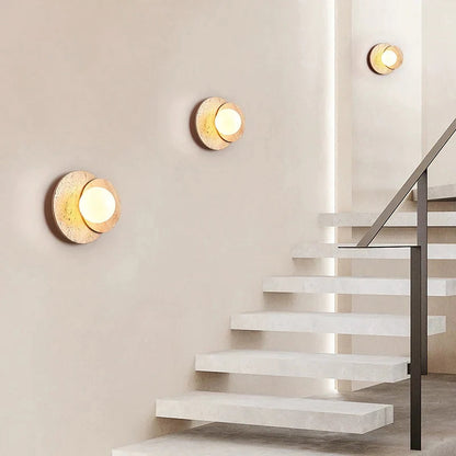 Travertine Sculpted Wall Lamp
