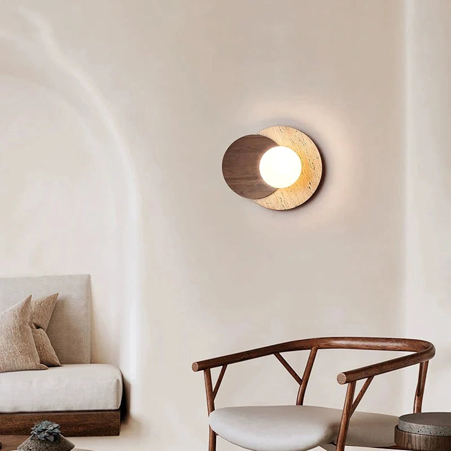 Travertine Sculpted Wall Lamp