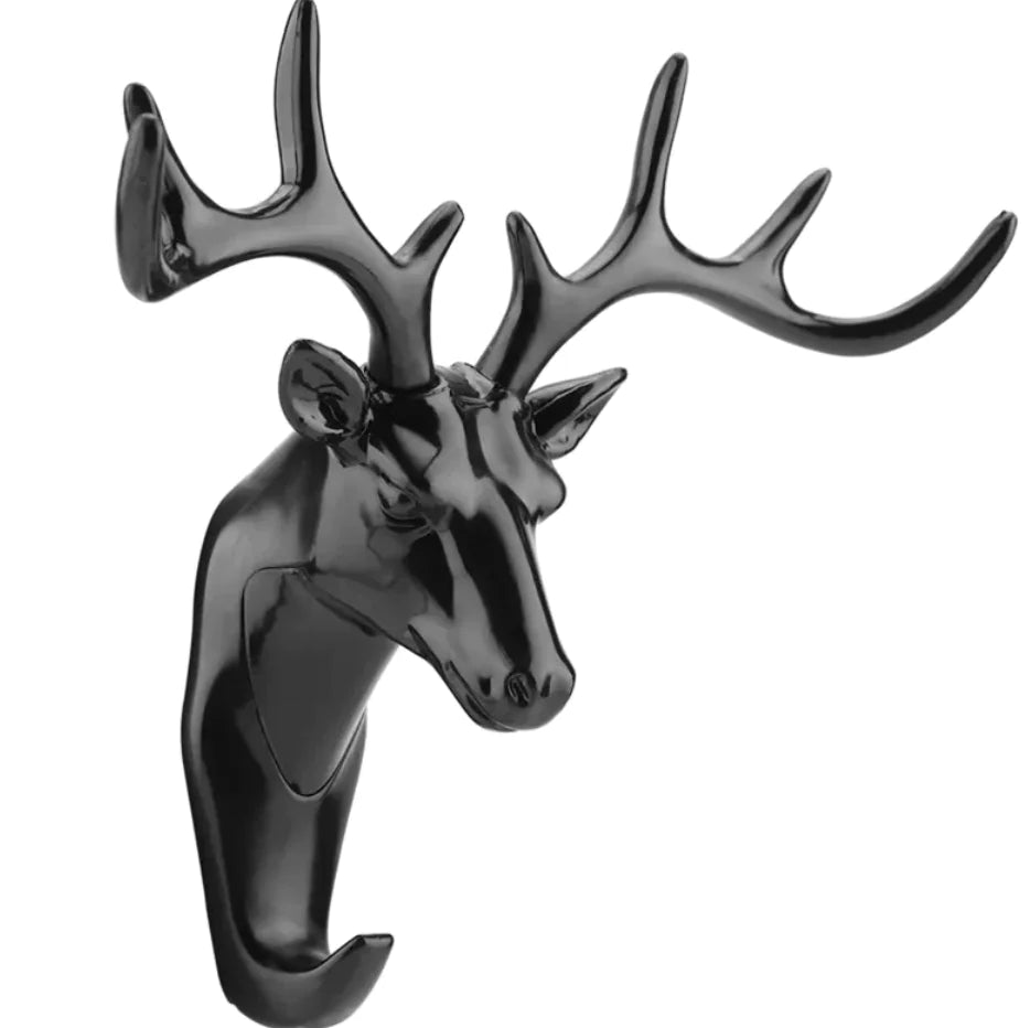 Black Deer Head Wall Hook