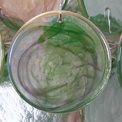 Vintage Green Glass Disks Chandelier