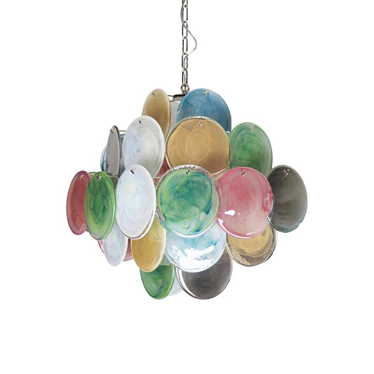 Multicolored Murano Glass Disc Chandelier