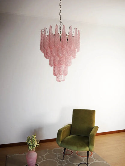 Petal‑Drop Pink Murano Chandelier