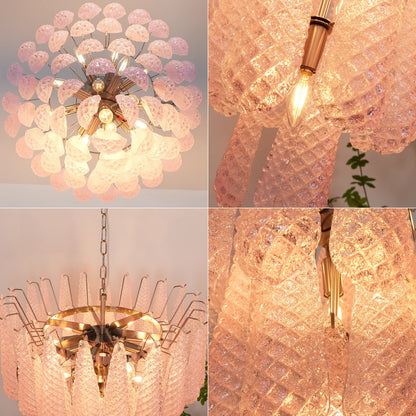 Petal‑Drop Pink Murano Chandelier