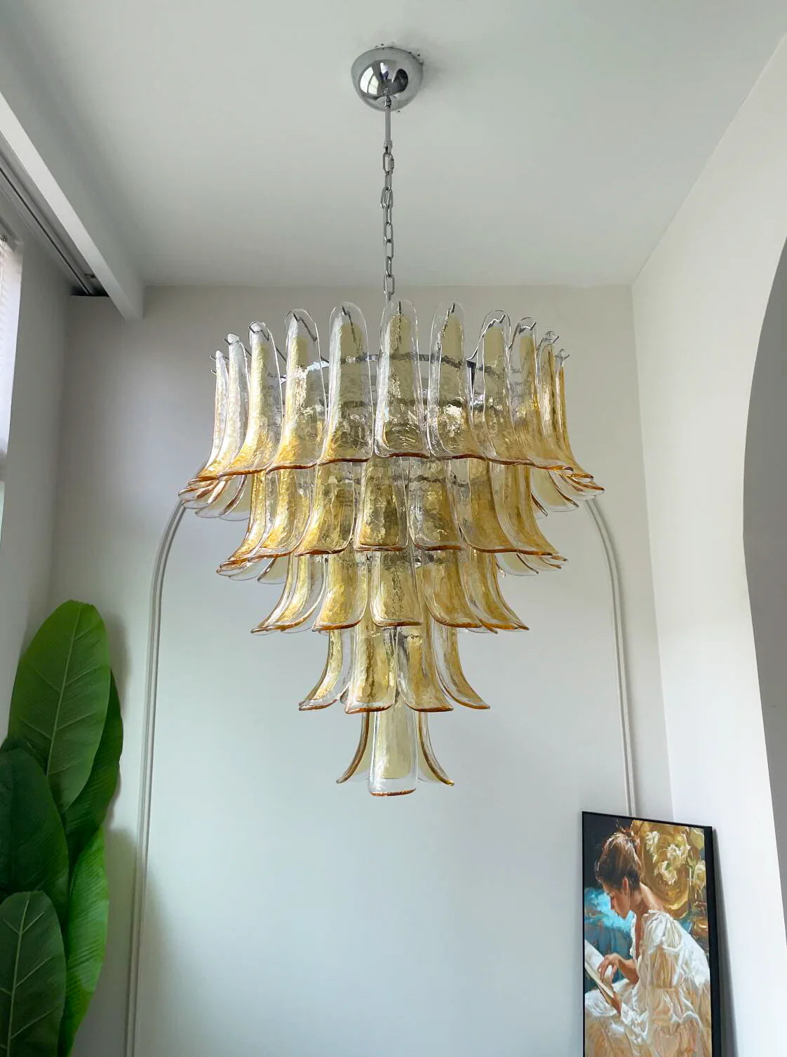 Murano Amber Petal Silhouette Chandelier