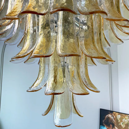 Murano Amber Petal Silhouette Chandelier