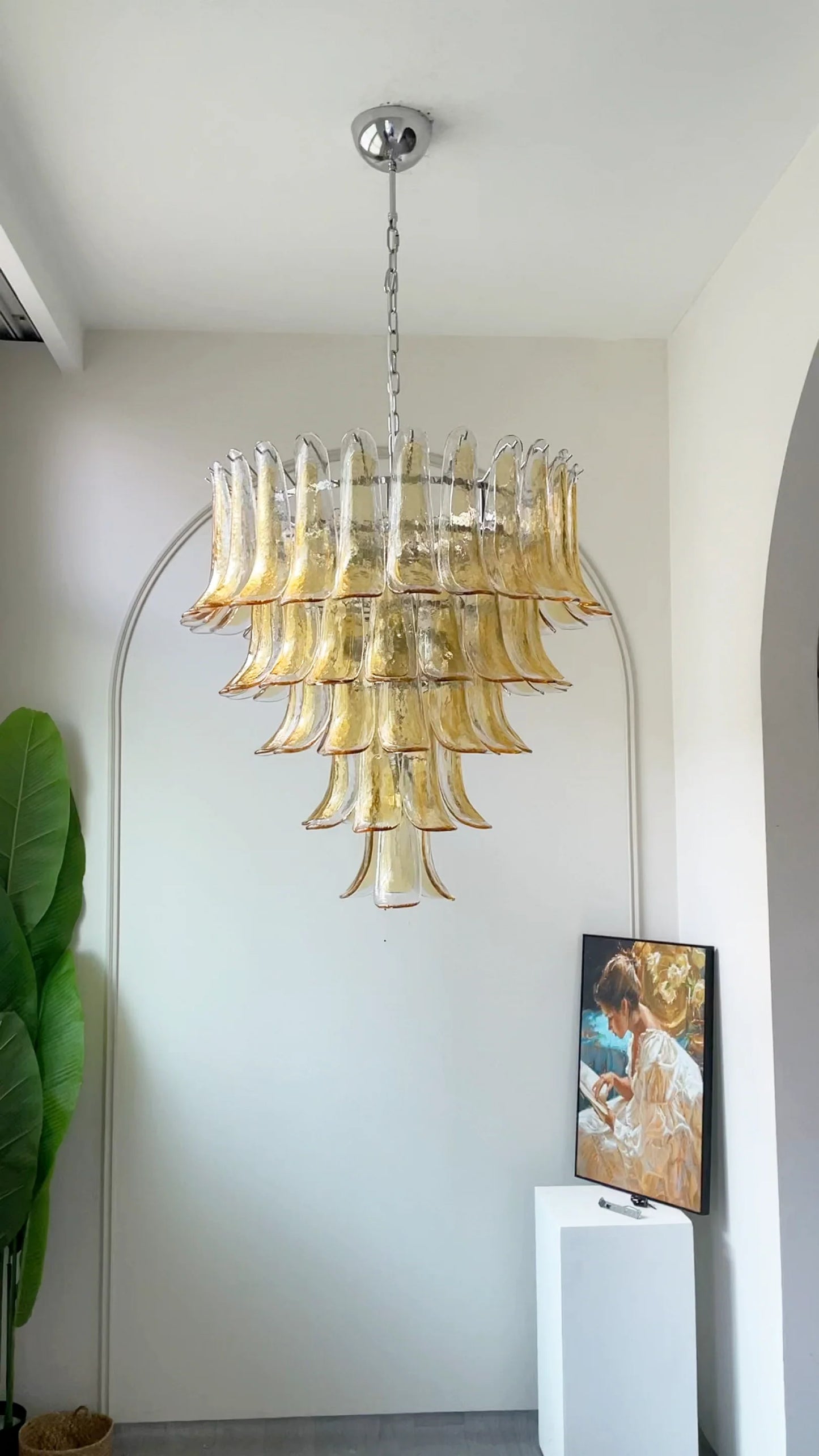 Murano Amber Petal Silhouette Chandelier