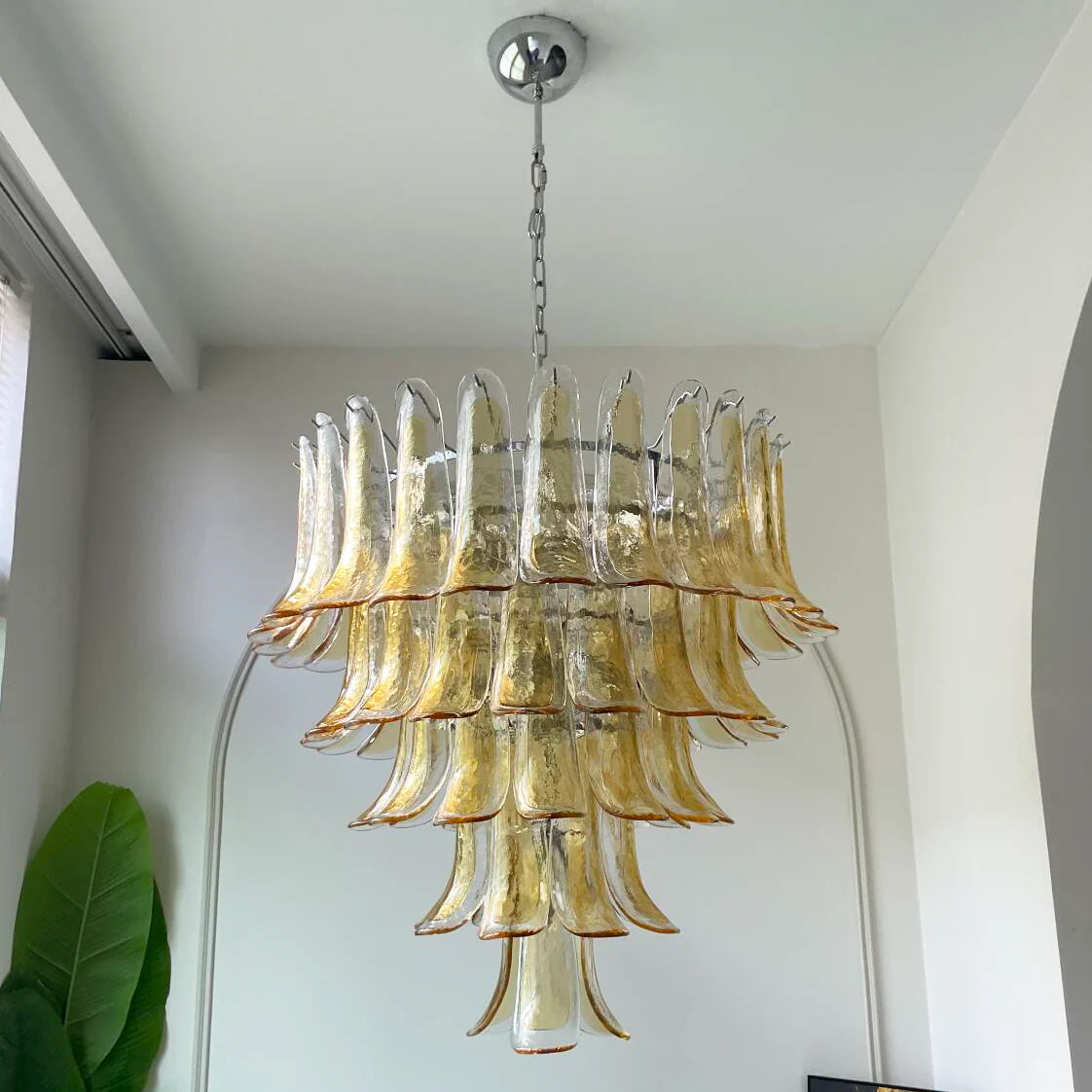 Murano Amber Petal Silhouette Chandelier