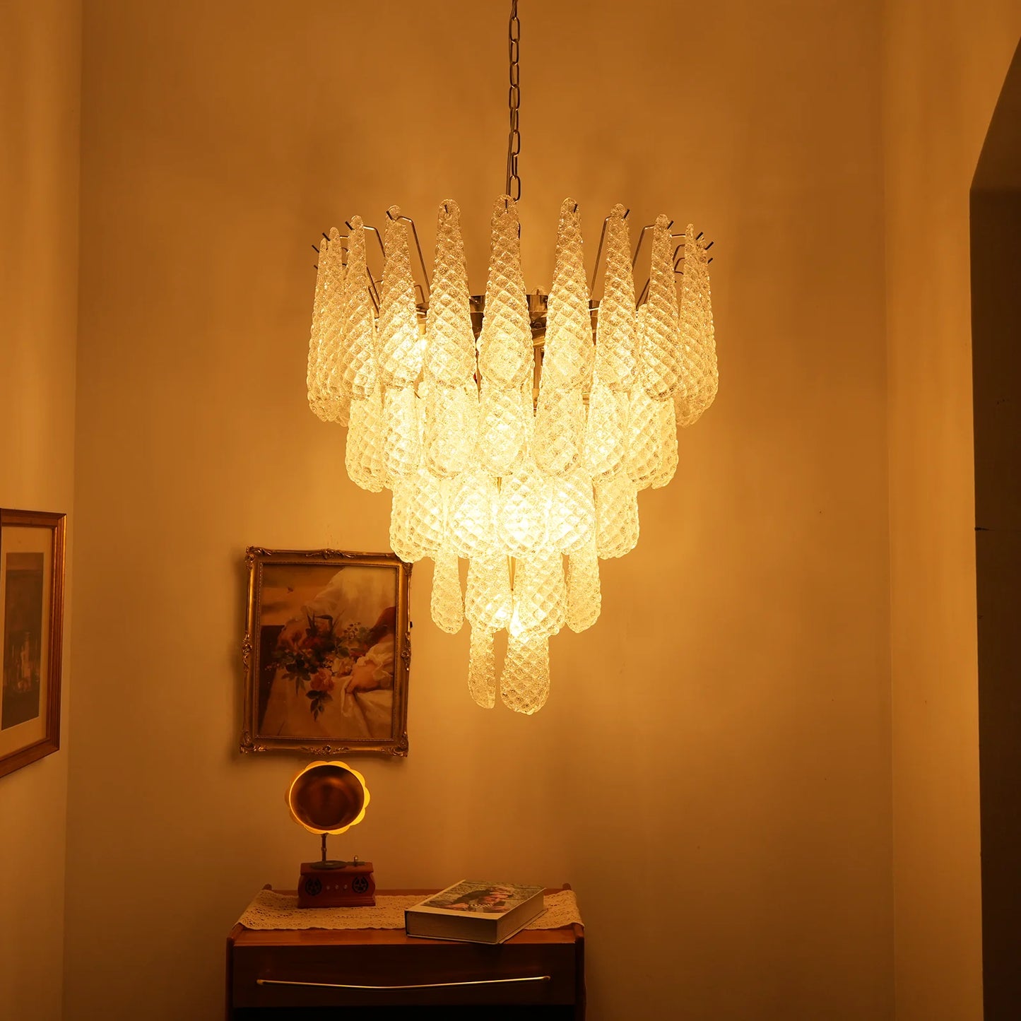 Vintage Murano Glass Petal Drop Chandelier