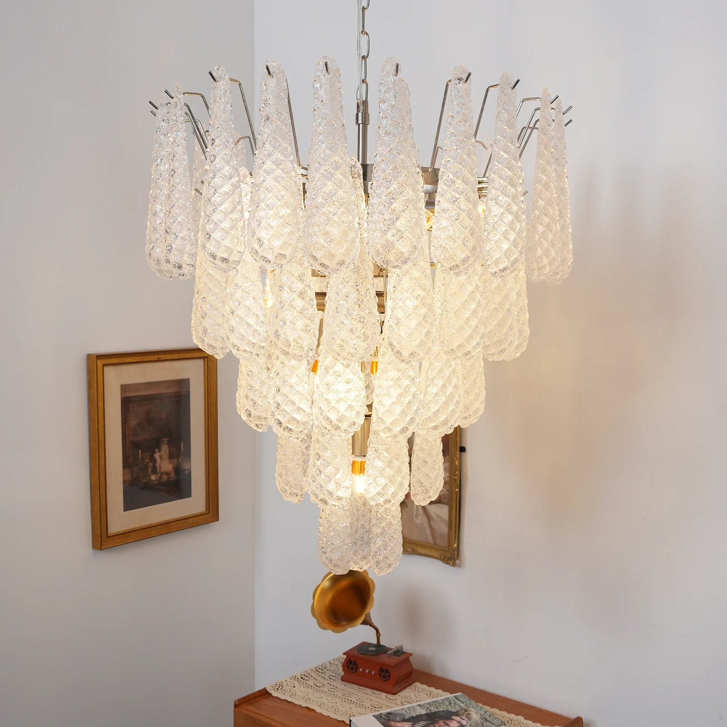Vintage Murano Glass Petal Drop Chandelier