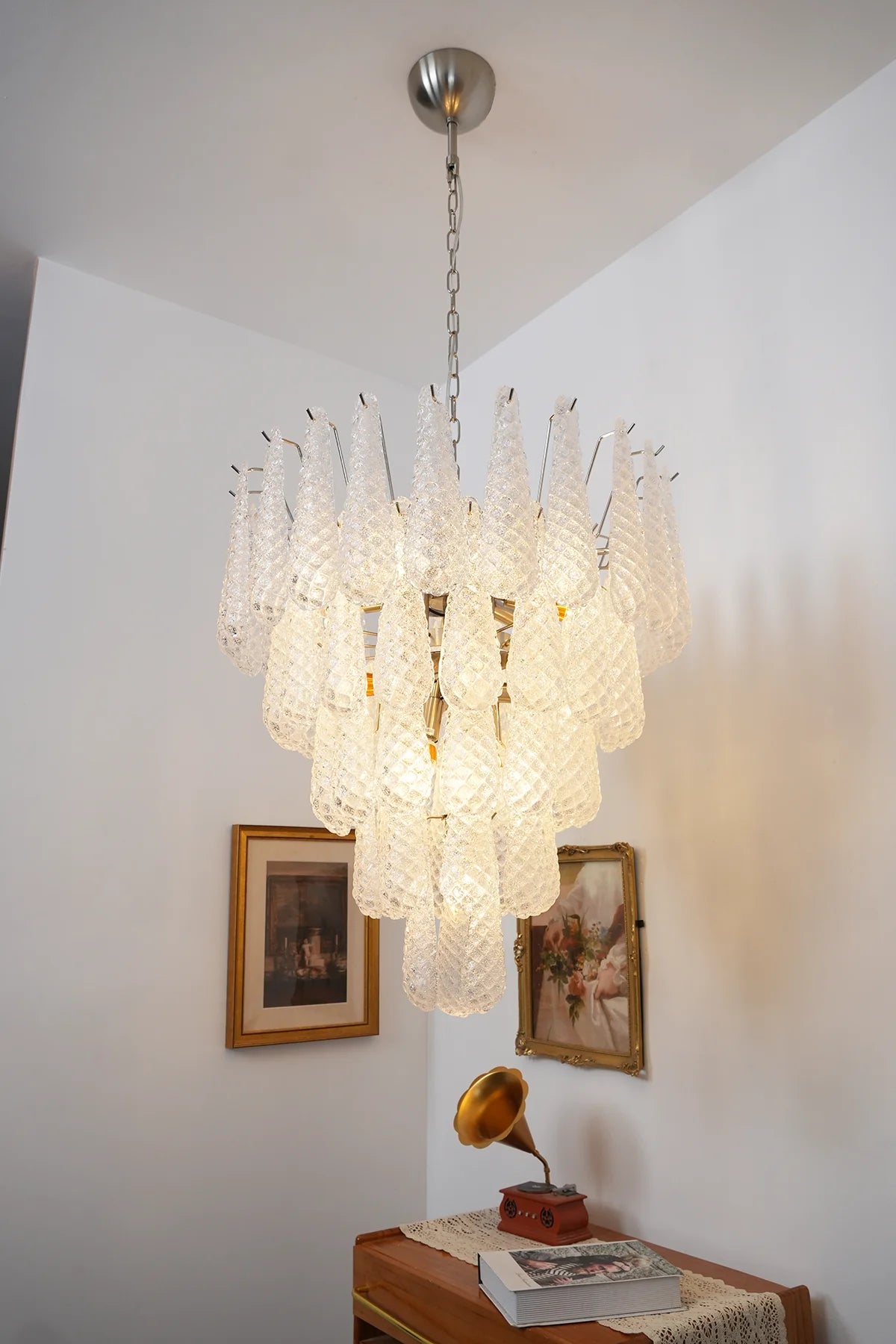Vintage Murano Glass Petal Drop Chandelier