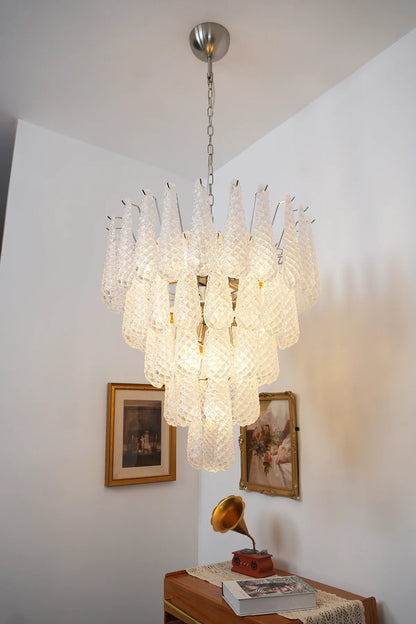 Vintage Murano Glass Petal Drop Chandelier