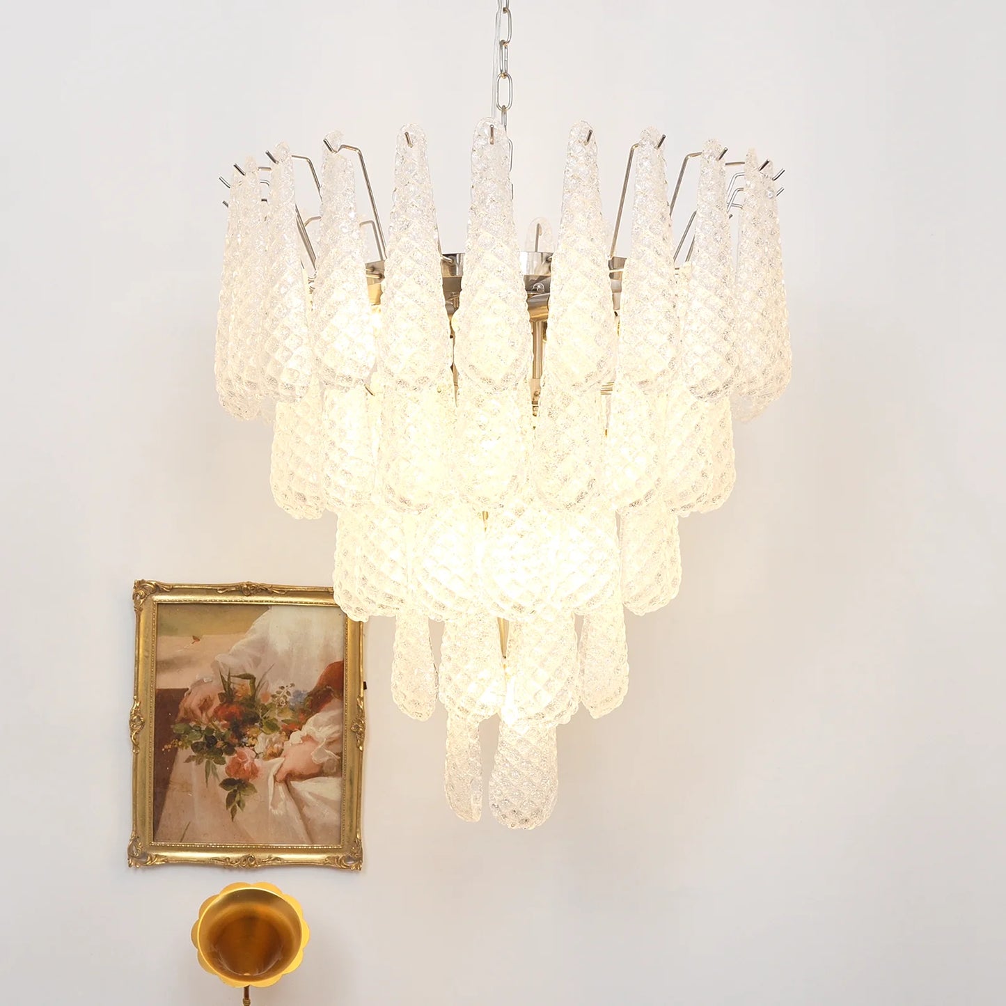 Vintage Murano Glass Petal Drop Chandelier
