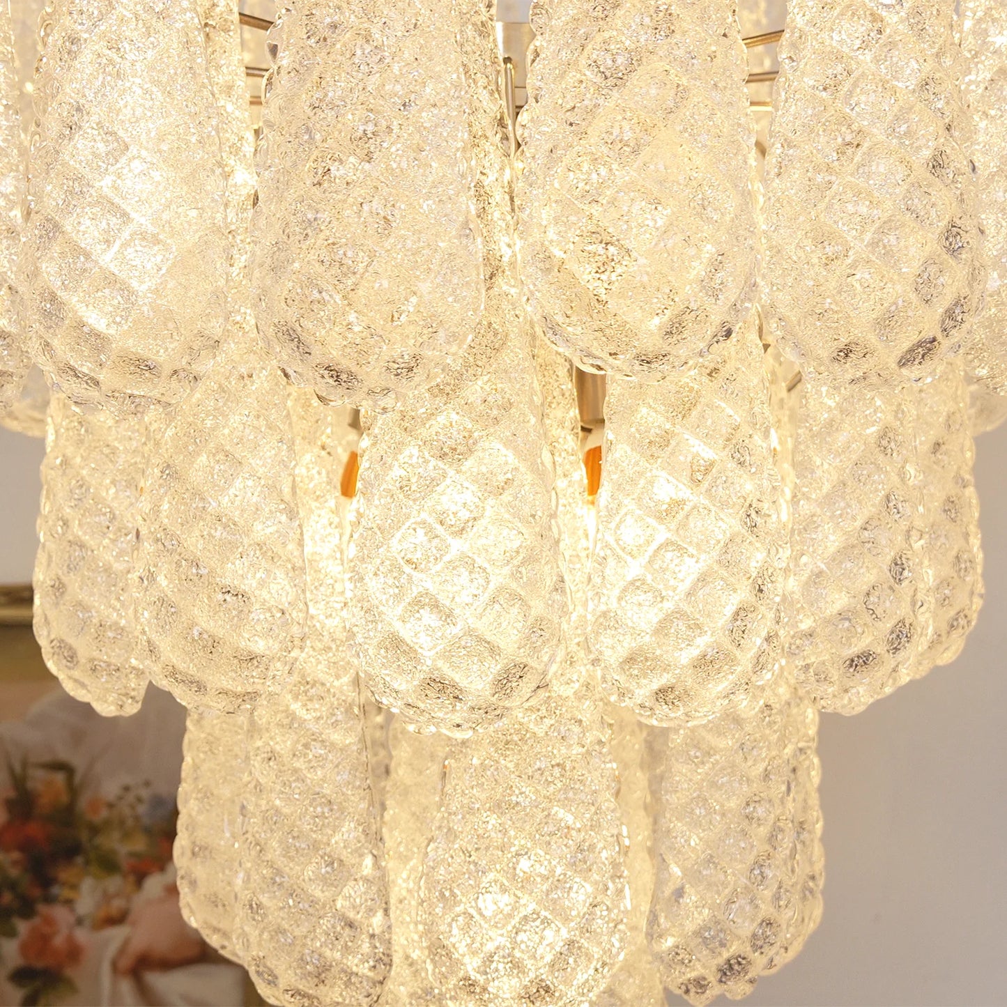 Vintage Murano Glass Petal Drop Chandelier