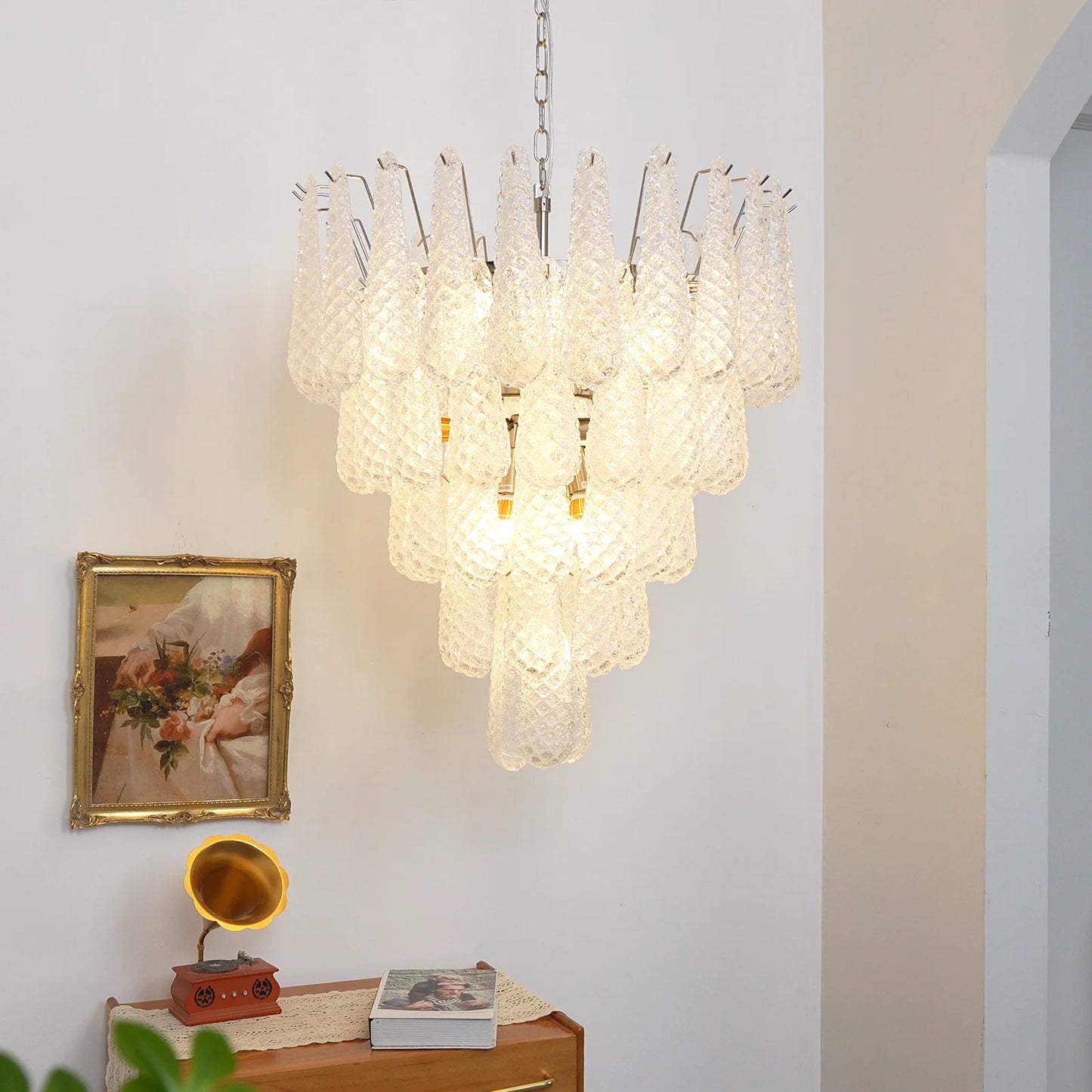 Vintage Murano Glass Petal Drop Chandelier