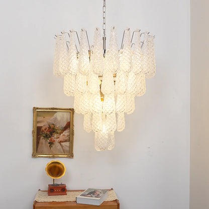 Vintage Murano Glass Petal Drop Chandelier