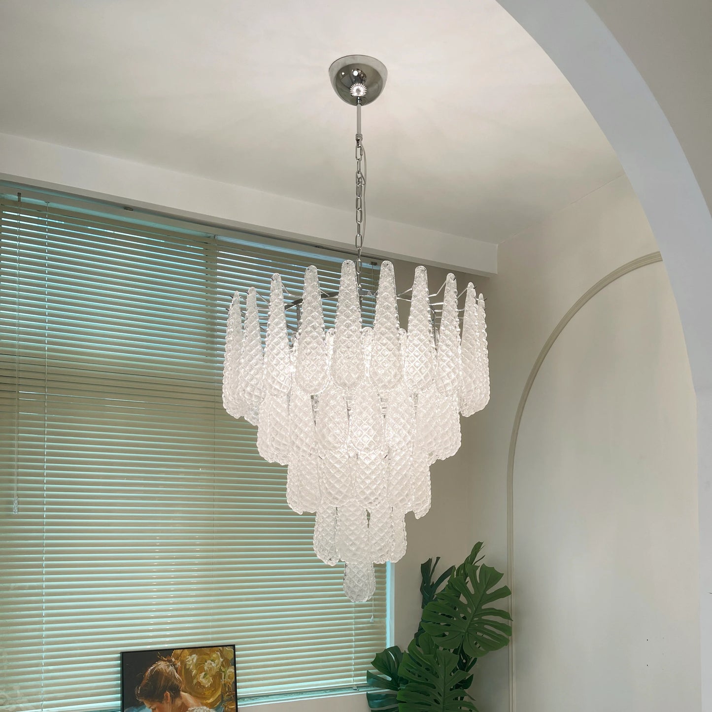 Vintage Murano Glass Petal Drop Chandelier