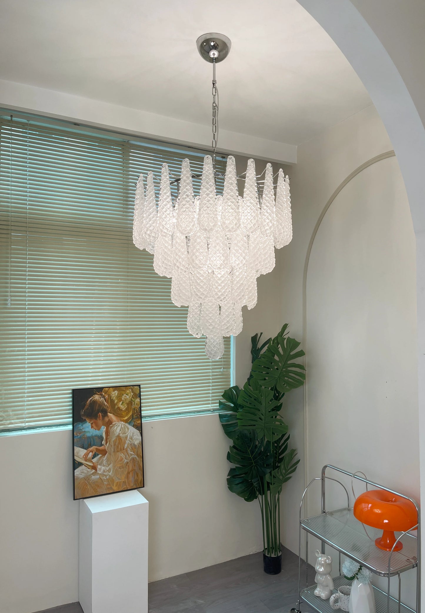 Vintage Murano Glass Petal Drop Chandelier