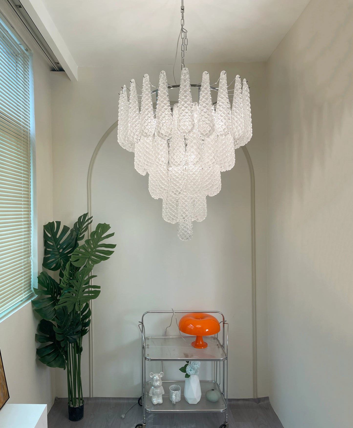 Vintage Murano Glass Petal Drop Chandelier