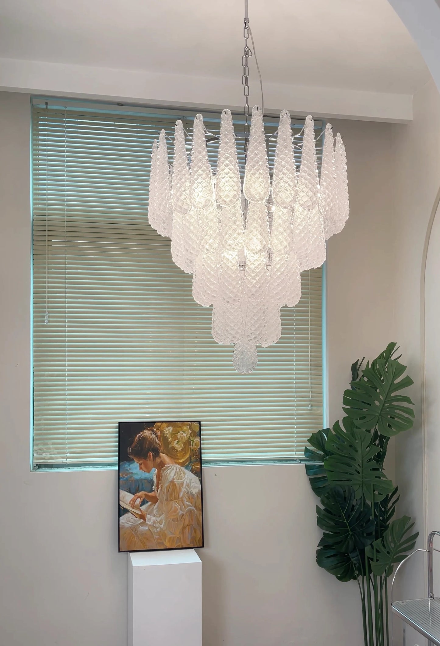 Vintage Murano Glass Petal Drop Chandelier