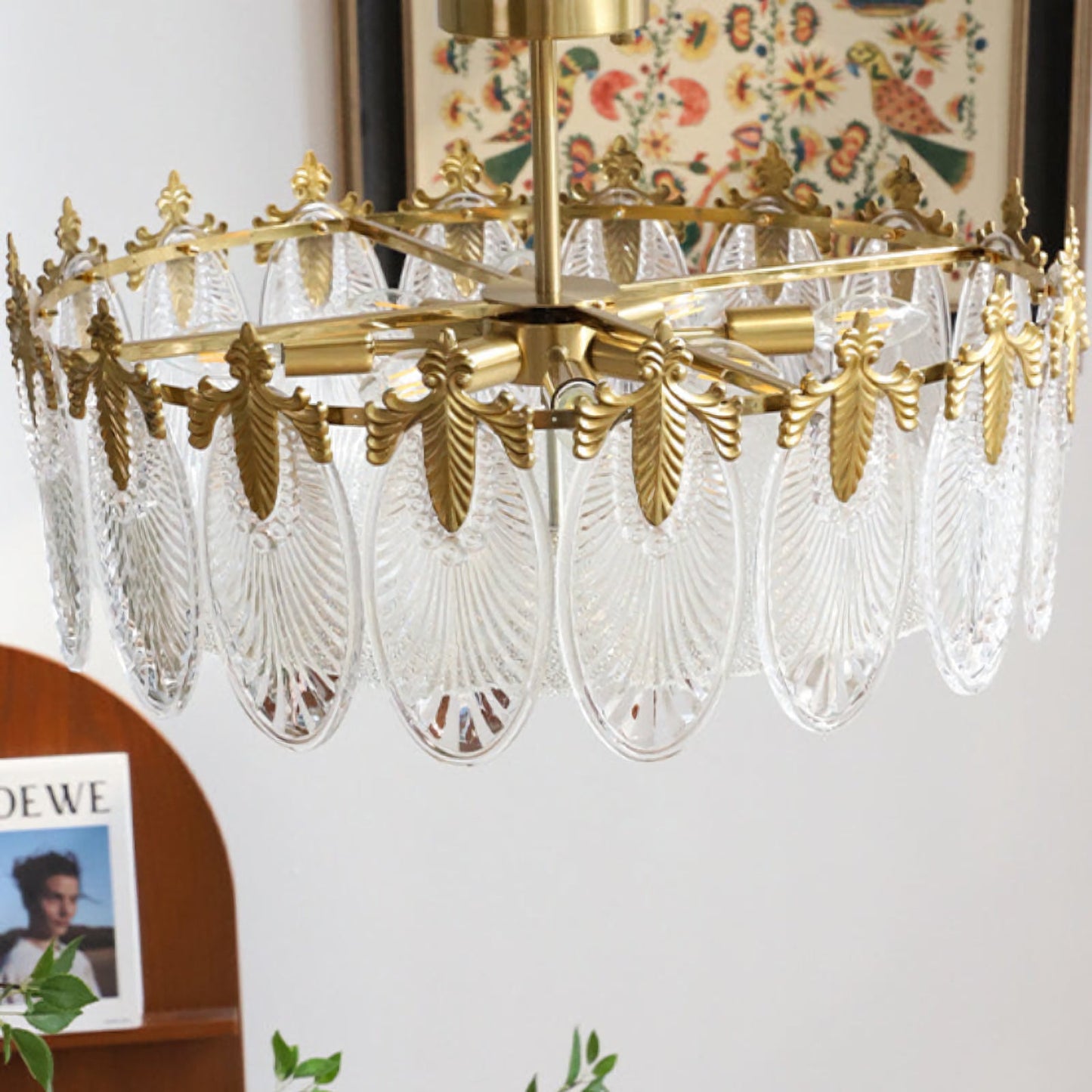 Circular Leaf Glass Chandelier