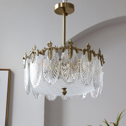Circular Leaf Glass Chandelier