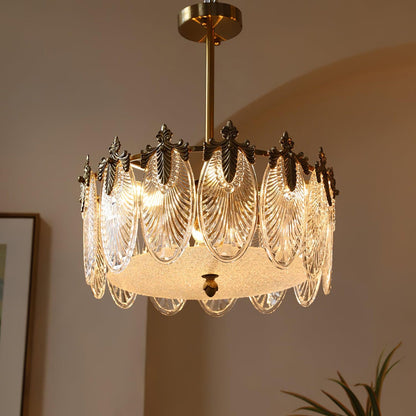 Circular Leaf Glass Chandelier