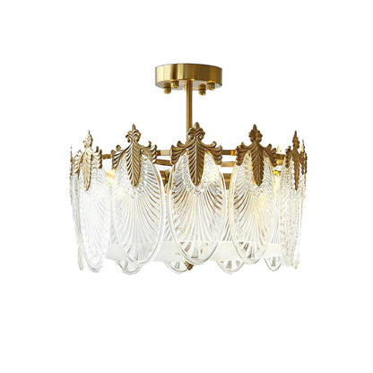Circular Leaf Glass Chandelier