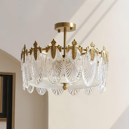 Circular Leaf Glass Chandelier