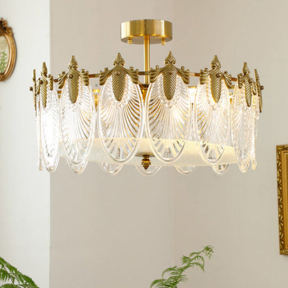 Circular Leaf Glass Chandelier