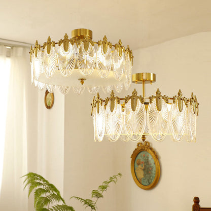 Circular Leaf Glass Chandelier