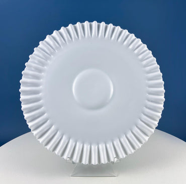 Vintage Large Milk Glass Serving or Cake Platter. White Hobnail Plate with Ruffled Edge. Modern Farmhouse. Dining Room Table Decor.