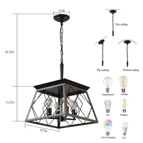 Rustic 4-Light Farmhouse Chandelier