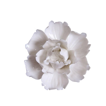 CEUYGT Ceramic Flower Wall Decor Handmade 3D Wall Art Hanging Sculpture White Flower Wall Decor Peony 2.75" (Small)