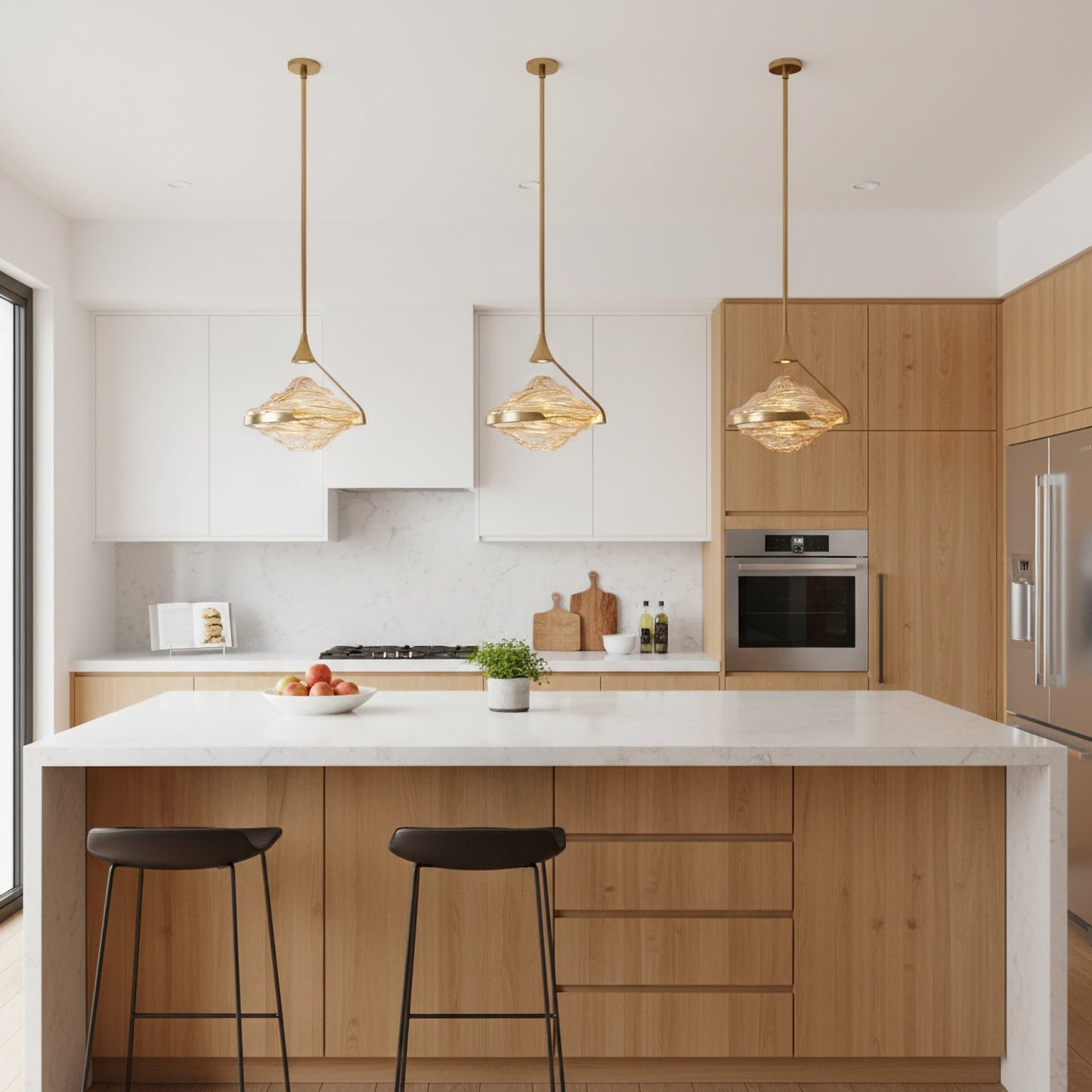 Wave Silhouette Glass Suspension Light