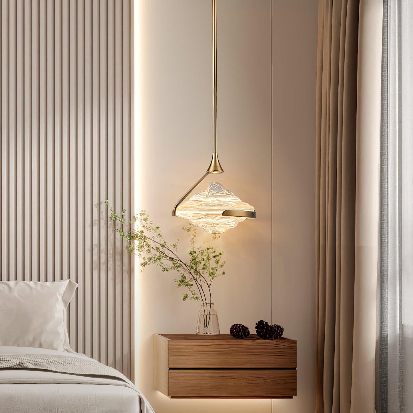 Wave Silhouette Glass Suspension Light