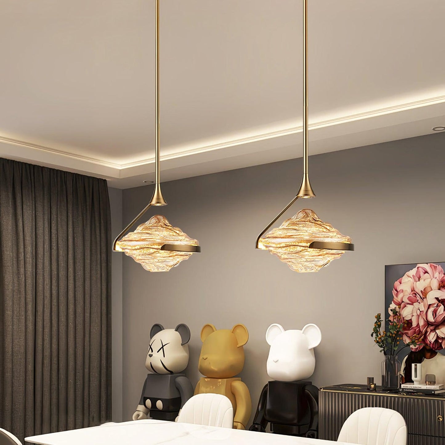 Wave Silhouette Glass Suspension Light