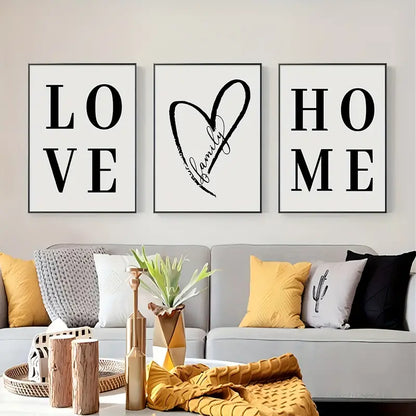 3pcs Love Wall Canvas Art for Living Room Decor